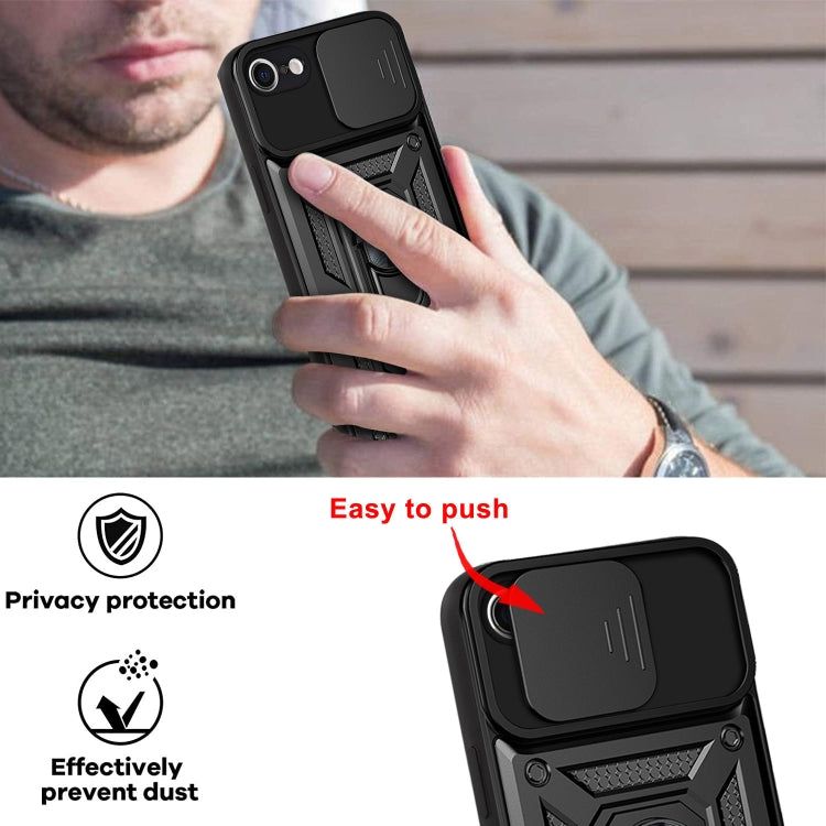 For iPhone SE 2022 / SE 2020 / 8 / 7 Sliding Camera Cover Design TPU+PC Phone Protective Case
