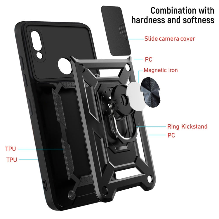 For Huawei Y6 2019 Sliding Camera Cover Design TPU+PC Phone Protective Case
