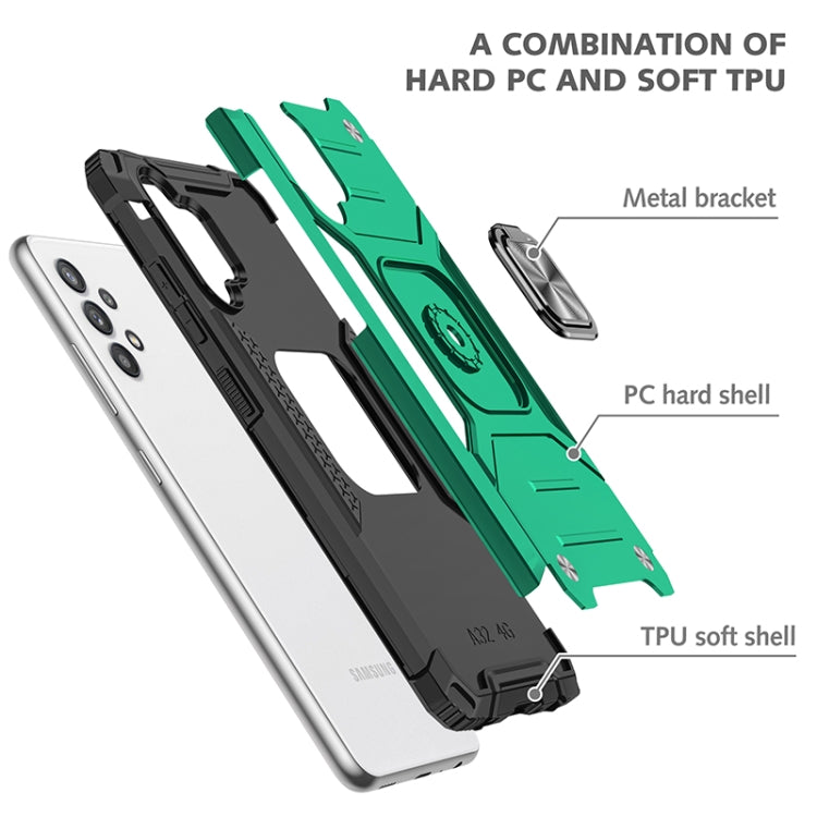For Samsung Galaxy A32 Magnetic Armor Shockproof TPU + PC Phone Case with Metal Ring Holder