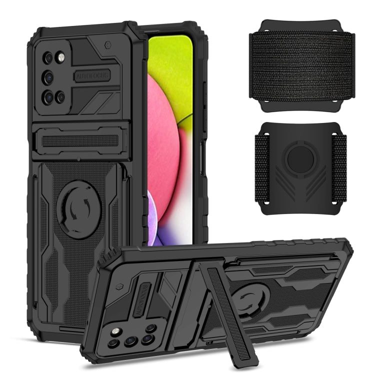 For Samsung Galaxy A03s 166mm Kickstand Detachable Armband Phone Case