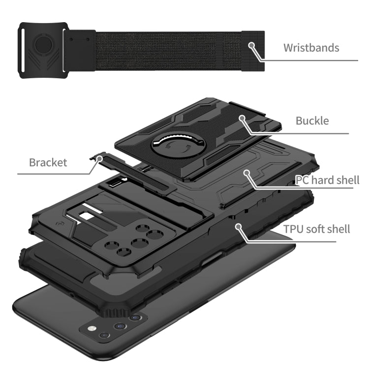 For Samsung Galaxy A03s 166mm Kickstand Detachable Armband Phone Case