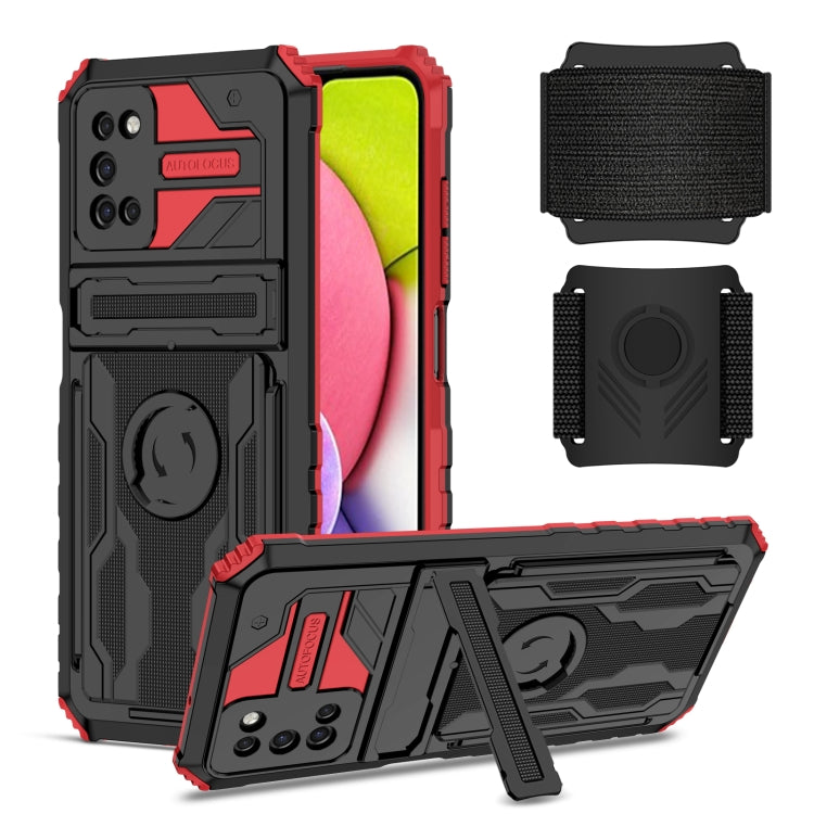 For Samsung Galaxy A03s 166mm Kickstand Detachable Armband Phone Case