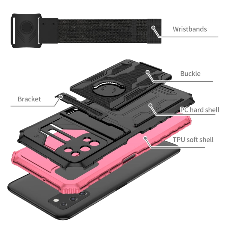 For Samsung Galaxy A03s 164mm Kickstand Detachable Armband Phone Case