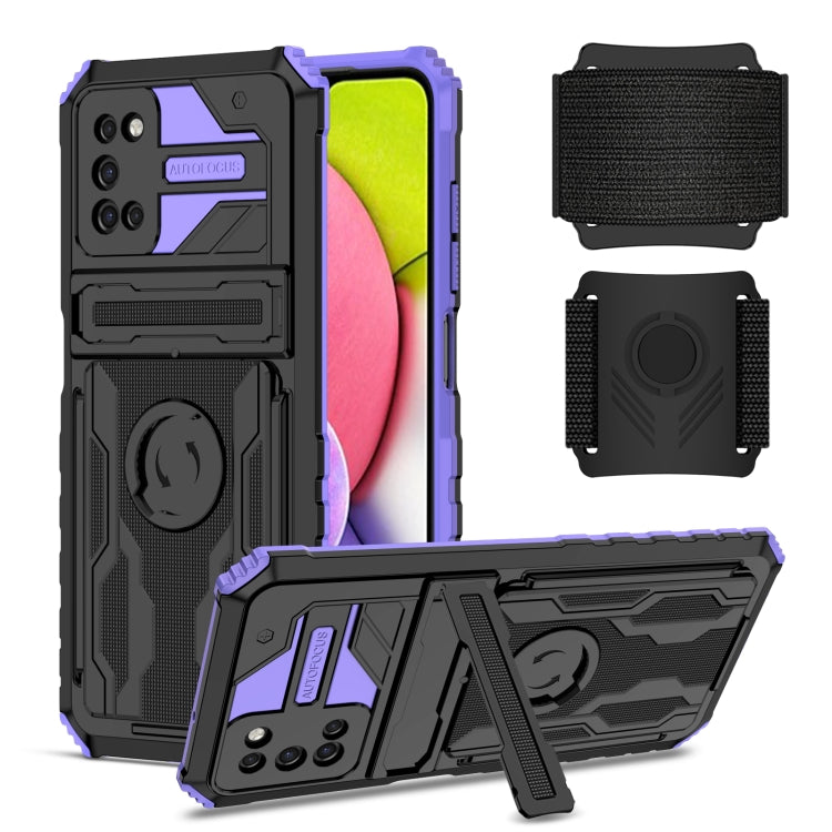For Samsung Galaxy A03s 164mm Kickstand Detachable Armband Phone Case