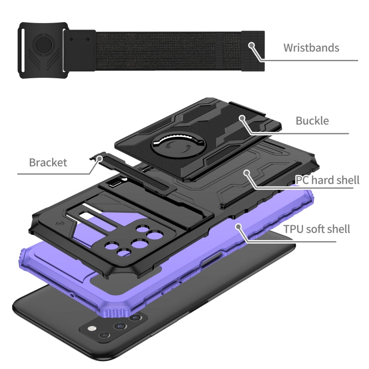 For Samsung Galaxy A03s 164mm Kickstand Detachable Armband Phone Case