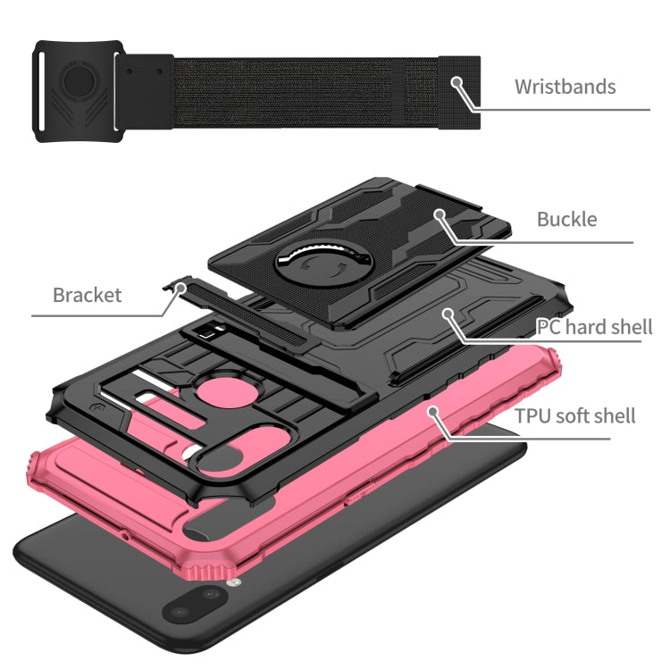For Samsung Galaxy A10s Kickstand Detachable Armband Phone Case