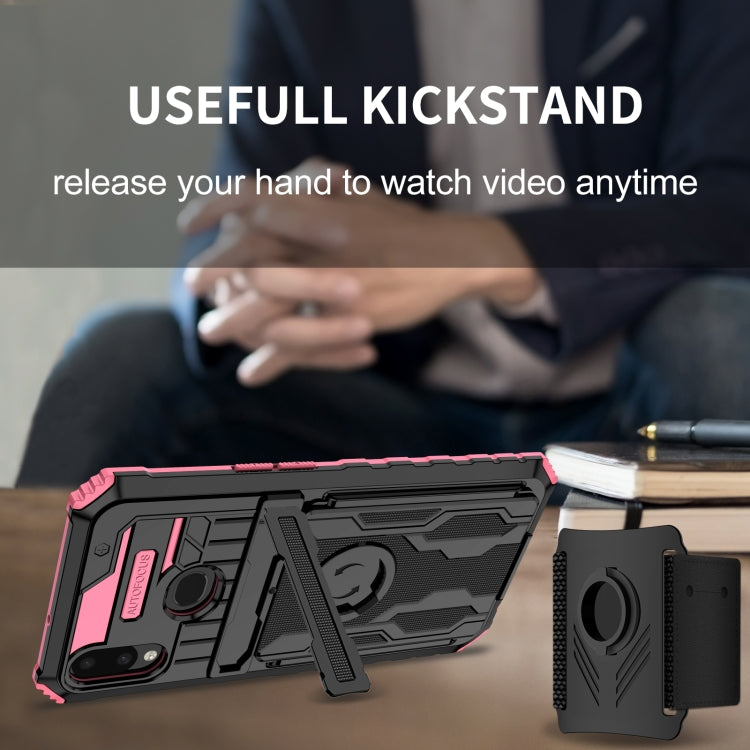 For Samsung Galaxy A10s Kickstand Detachable Armband Phone Case