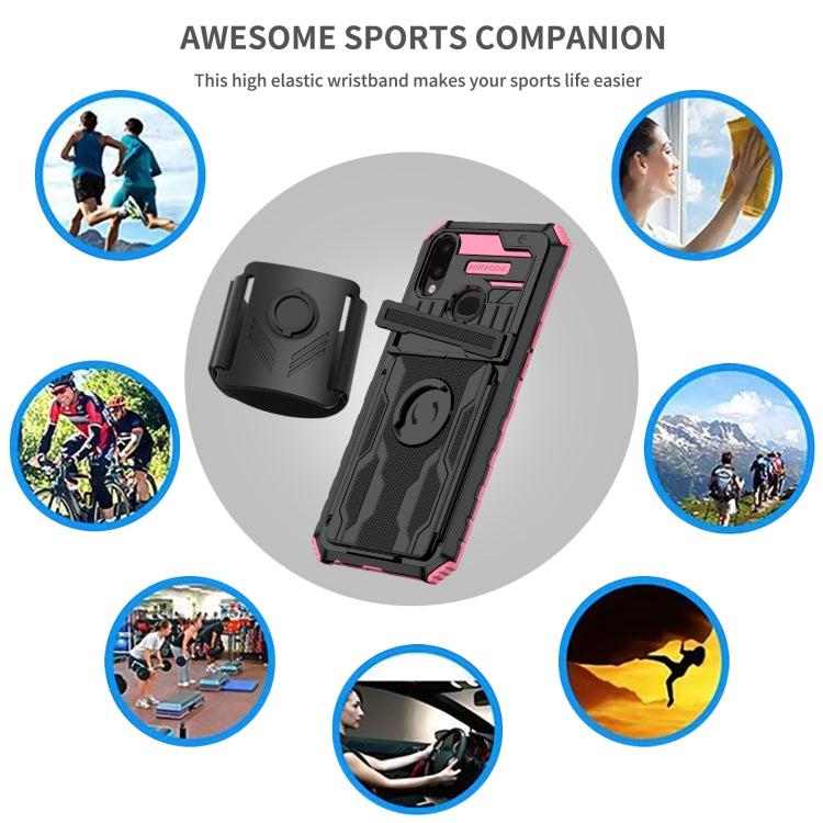 For Samsung Galaxy A10s Kickstand Detachable Armband Phone Case