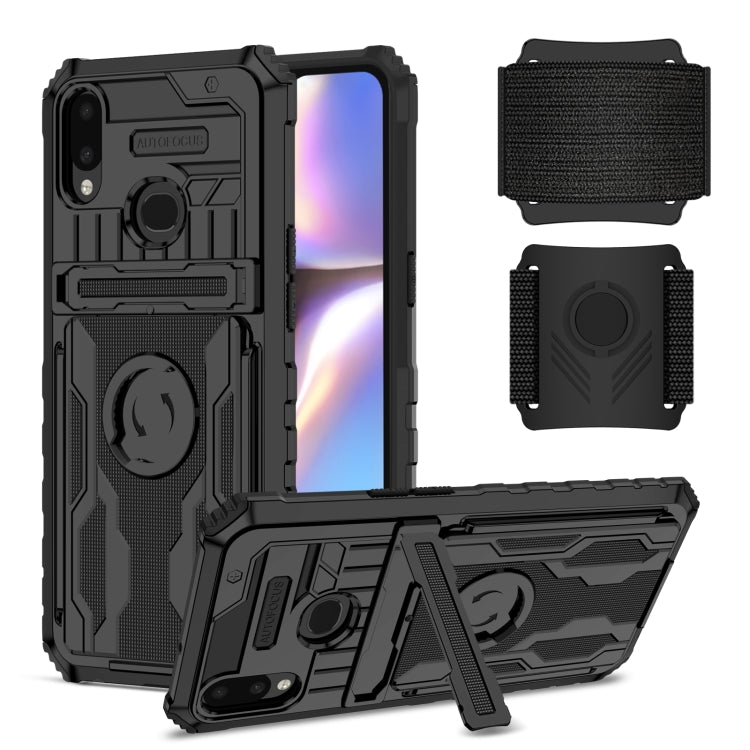 For Samsung Galaxy A10s Kickstand Detachable Armband Phone Case