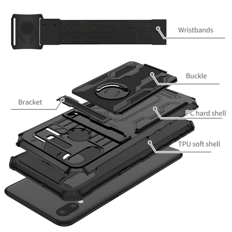 For Samsung Galaxy A10s Kickstand Detachable Armband Phone Case