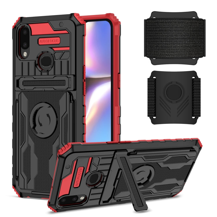 For Samsung Galaxy A10s Kickstand Detachable Armband Phone Case