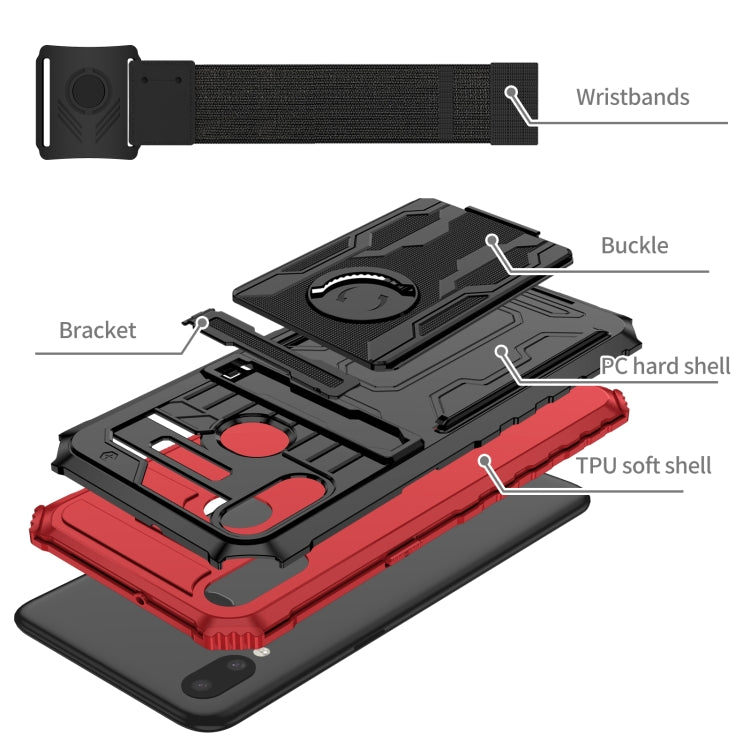 For Samsung Galaxy A10s Kickstand Detachable Armband Phone Case