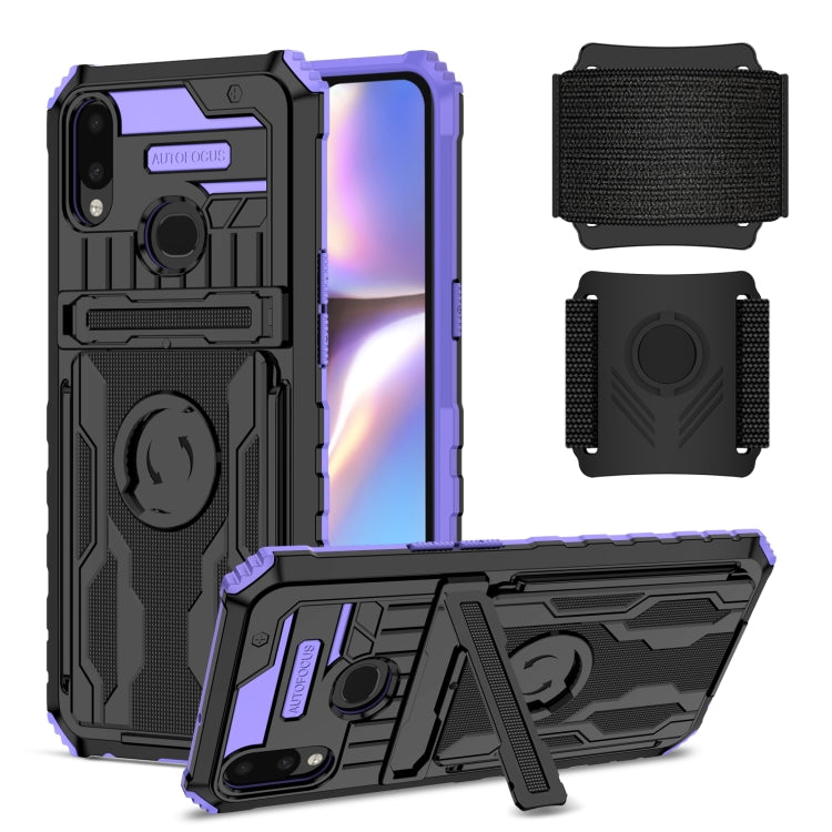 For Samsung Galaxy A10s Kickstand Detachable Armband Phone Case