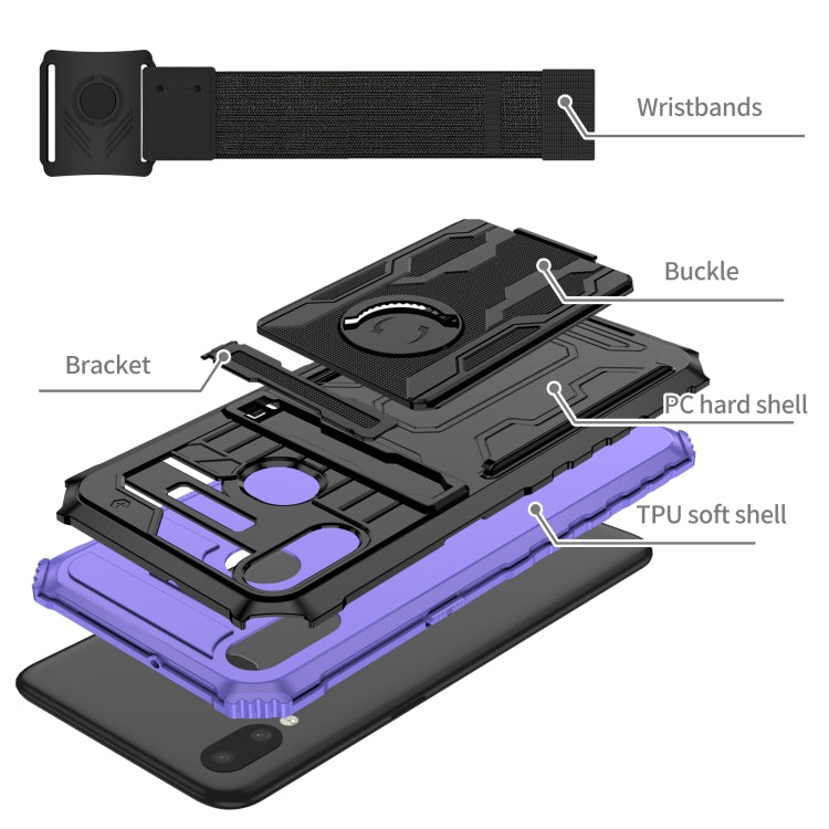 For Samsung Galaxy A10s Kickstand Detachable Armband Phone Case