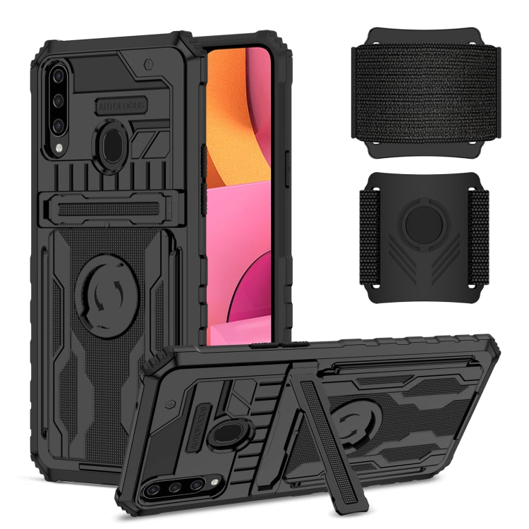 For Samsung Galaxy A20s Kickstand Detachable Armband Phone Case