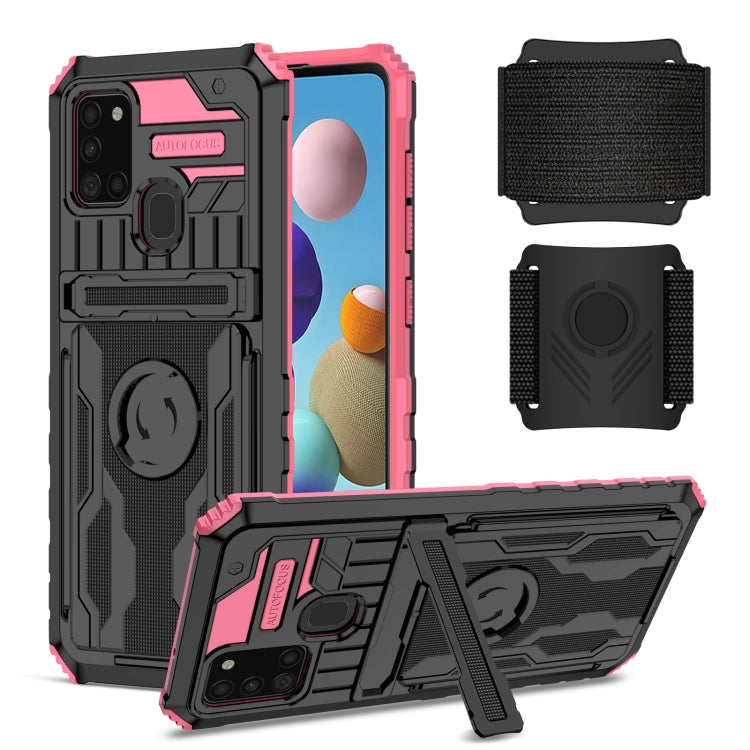 For Samsung Galaxy A21s Kickstand Detachable Armband Phone Case