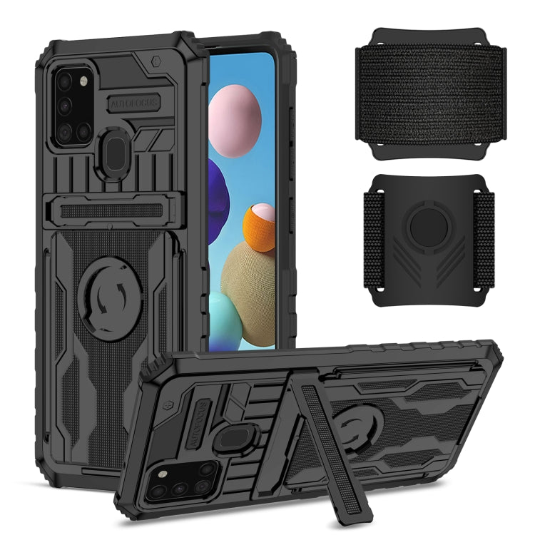 For Samsung Galaxy A21s Kickstand Detachable Armband Phone Case
