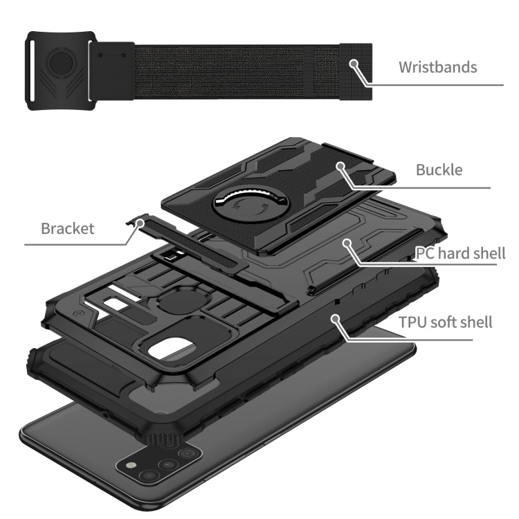 For Samsung Galaxy A21s Kickstand Detachable Armband Phone Case