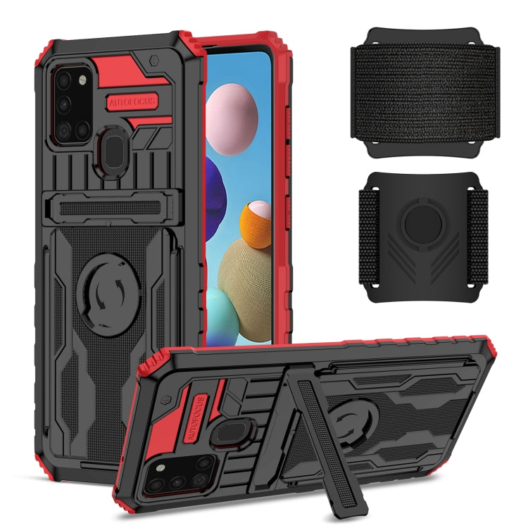 For Samsung Galaxy A21s Kickstand Detachable Armband Phone Case