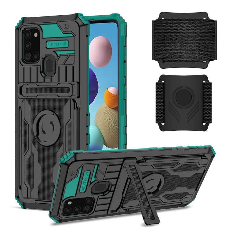 For Samsung Galaxy A21s Kickstand Detachable Armband Phone Case