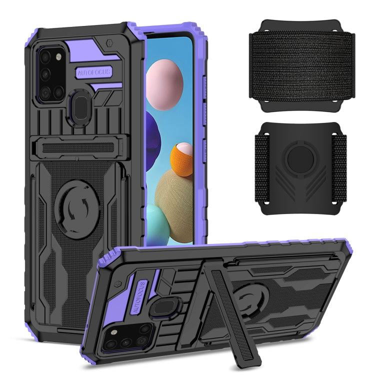 For Samsung Galaxy A21s Kickstand Detachable Armband Phone Case