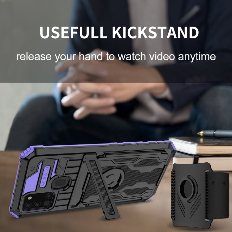 For Samsung Galaxy A21s Kickstand Detachable Armband Phone Case