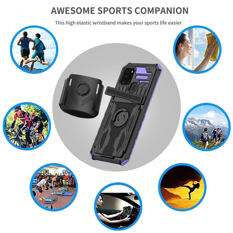 For Samsung Galaxy A21s Kickstand Detachable Armband Phone Case
