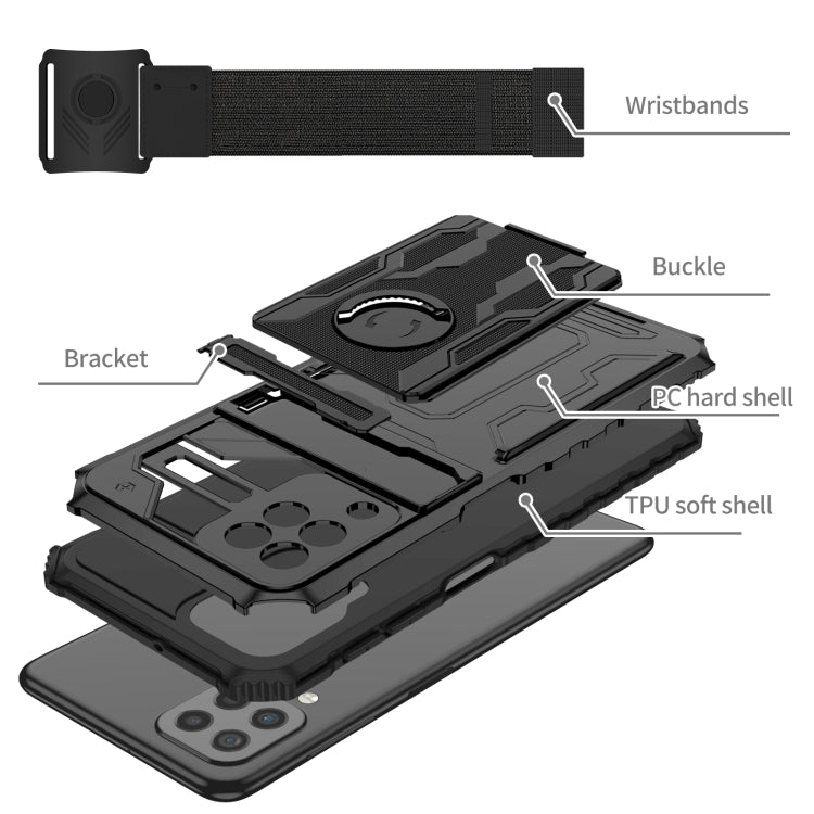 For Samsung Galaxy A22 4G Kickstand Detachable Armband Phone Case