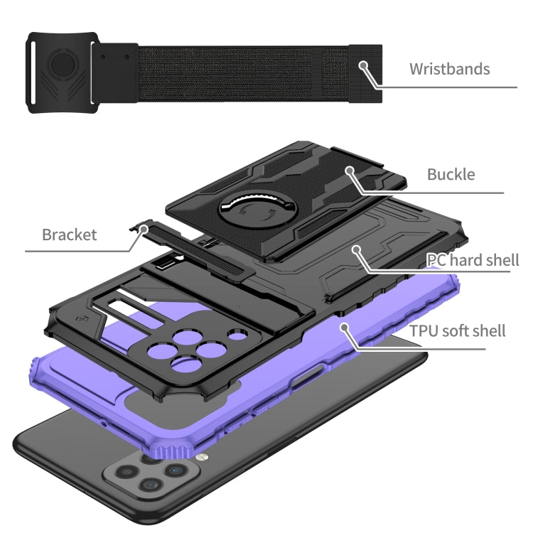 For Samsung Galaxy A22 4G Kickstand Detachable Armband Phone Case