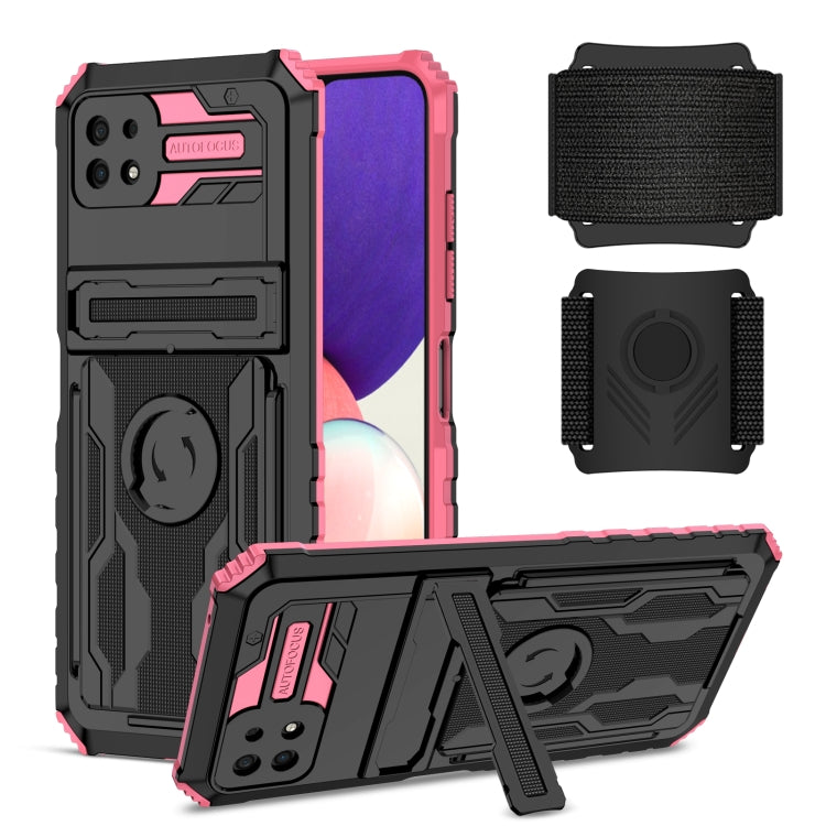 For Samsung Galaxy A22 5G Kickstand Detachable Armband Phone Case