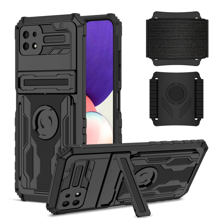 For Samsung Galaxy A22 5G Kickstand Detachable Armband Phone Case