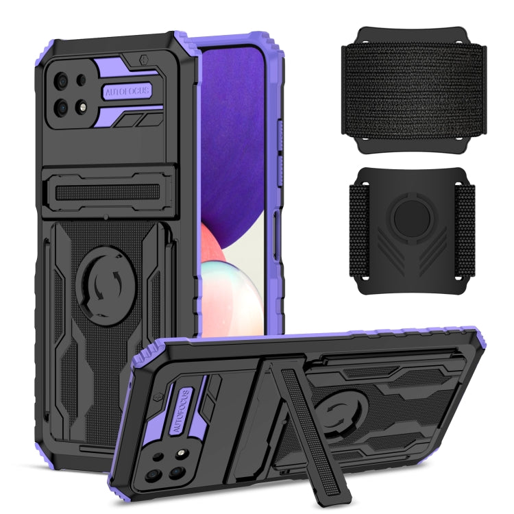 For Samsung Galaxy A22 5G Kickstand Detachable Armband Phone Case