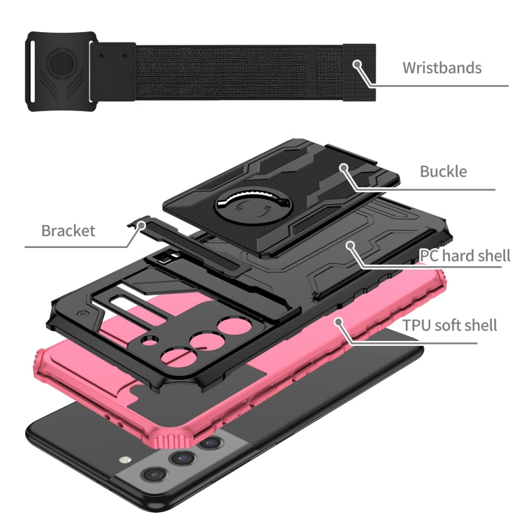 For Samsung Galaxy S21 5G Kickstand Detachable Armband Phone Case