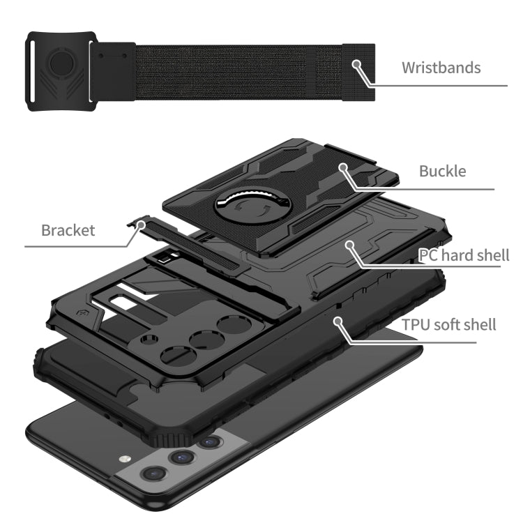 For Samsung Galaxy S21 5G Kickstand Detachable Armband Phone Case