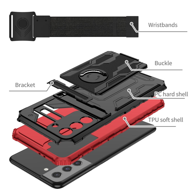 For Samsung Galaxy S21 5G Kickstand Detachable Armband Phone Case