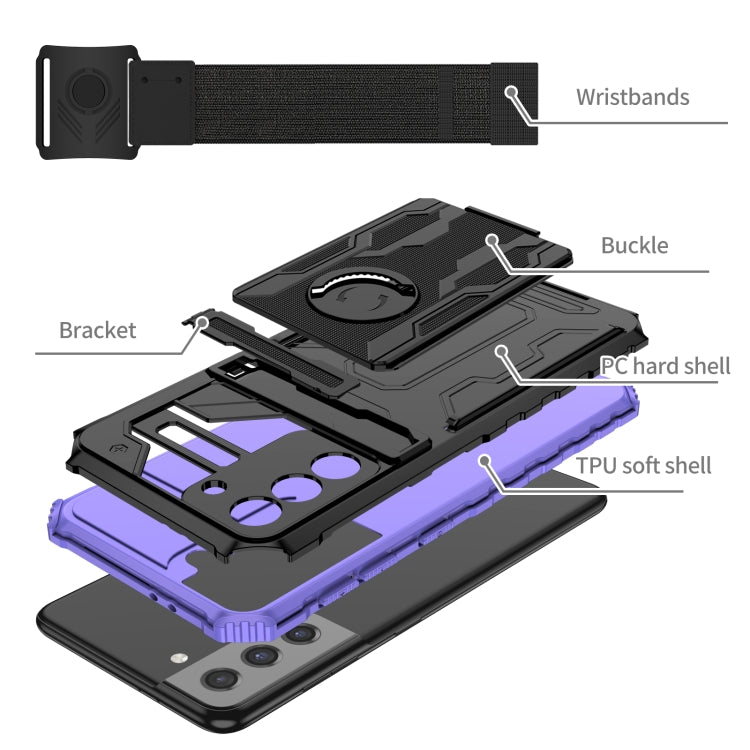 For Samsung Galaxy S21 5G Kickstand Detachable Armband Phone Case