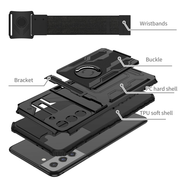 For Samsung Galaxy S21+ 5G Kickstand Detachable Armband Phone Case