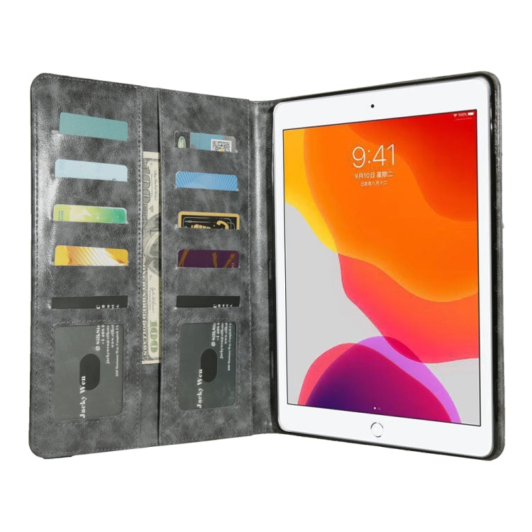 For iPad 10.2 Crazy Horse Texture Horizontal Flip PU Leather Case with Card Slots & Pen Slot & Holder & Wallet