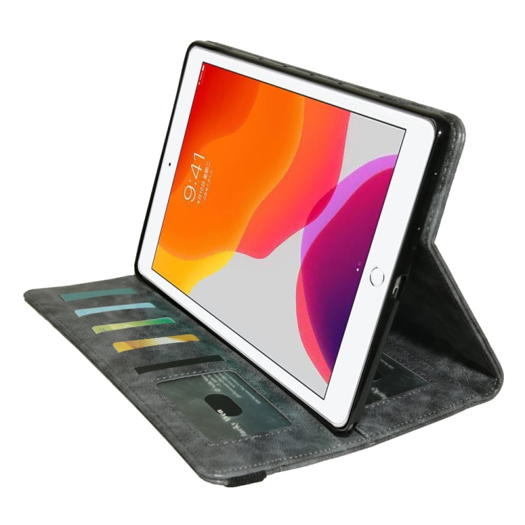 For iPad 10.2 Crazy Horse Texture Horizontal Flip PU Leather Case with Card Slots & Pen Slot & Holder & Wallet