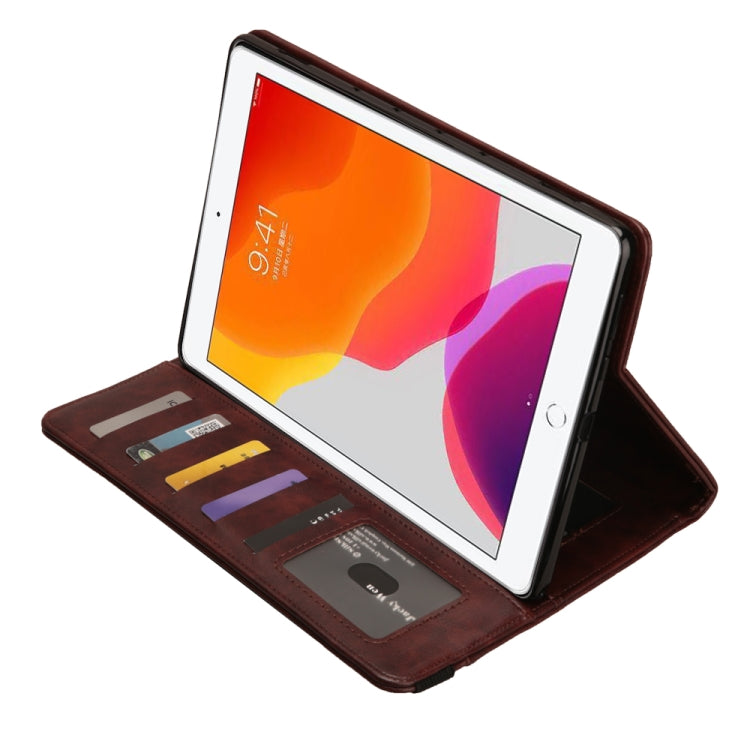 For iPad 10.2 Crazy Horse Texture Horizontal Flip PU Leather Case with Card Slots & Pen Slot & Holder & Wallet