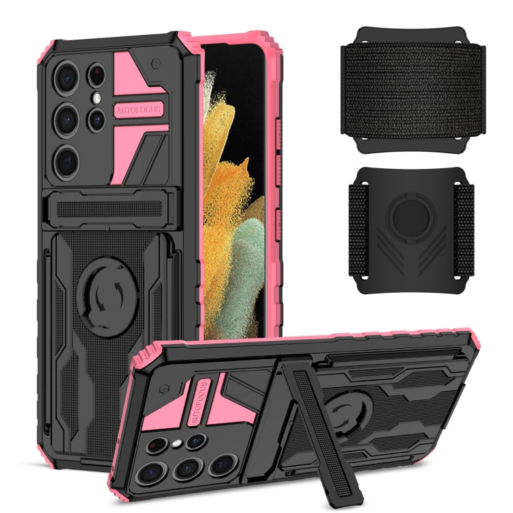 For Samsung Galaxy S21 Ultra 5G Kickstand Detachable Armband Phone Case