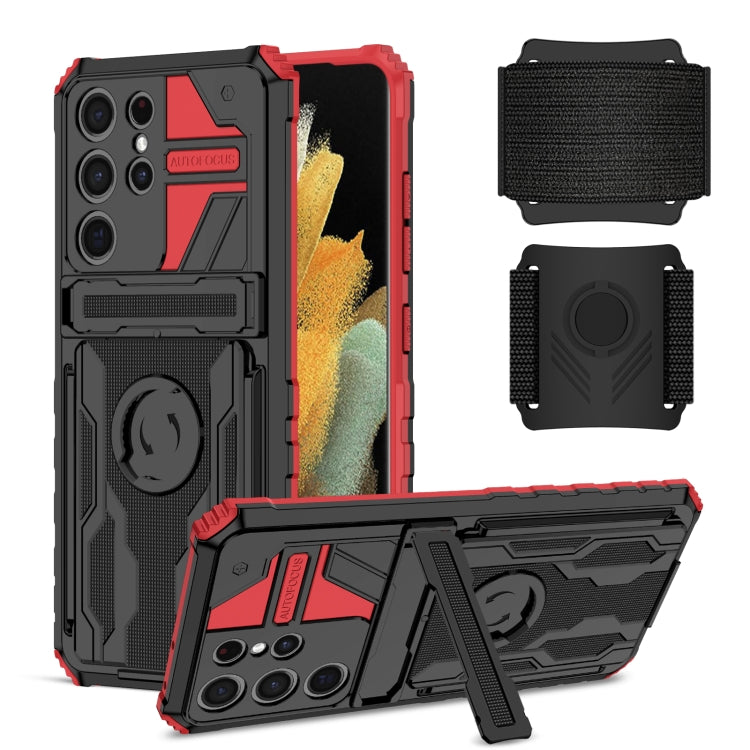For Samsung Galaxy S21 Ultra 5G Kickstand Detachable Armband Phone Case
