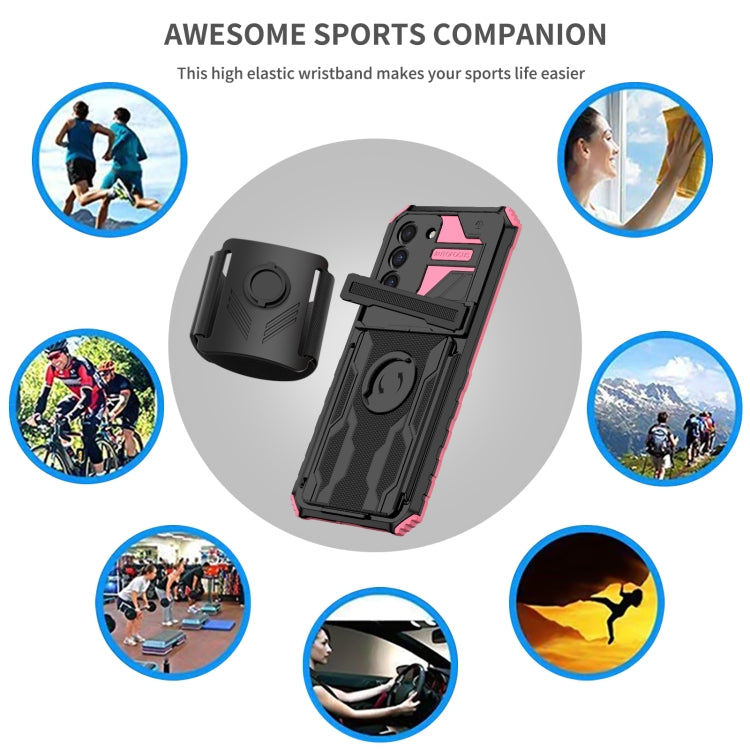 For Samsung Galaxy S21 FE 5G Kickstand Detachable Armband Phone Case
