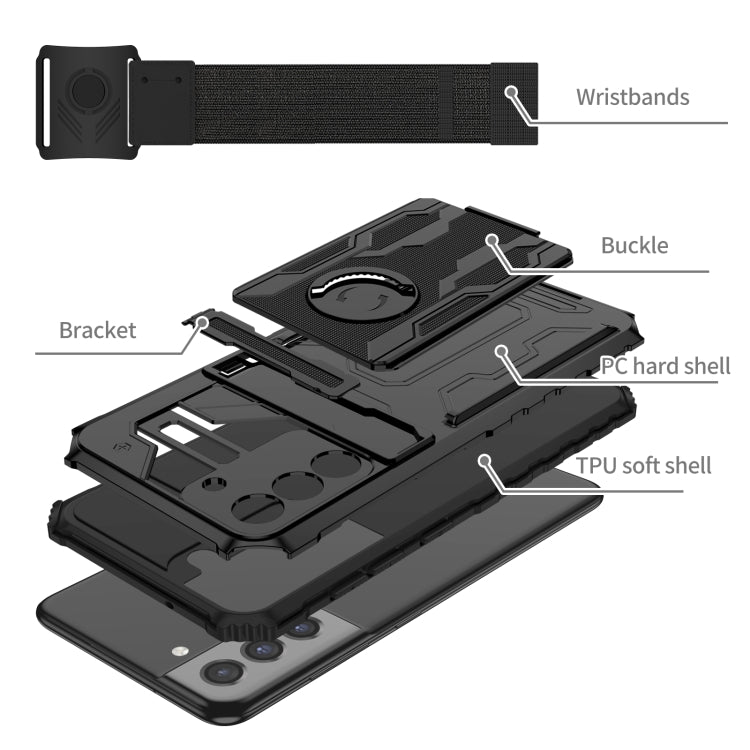 For Samsung Galaxy S21 FE 5G Kickstand Detachable Armband Phone Case
