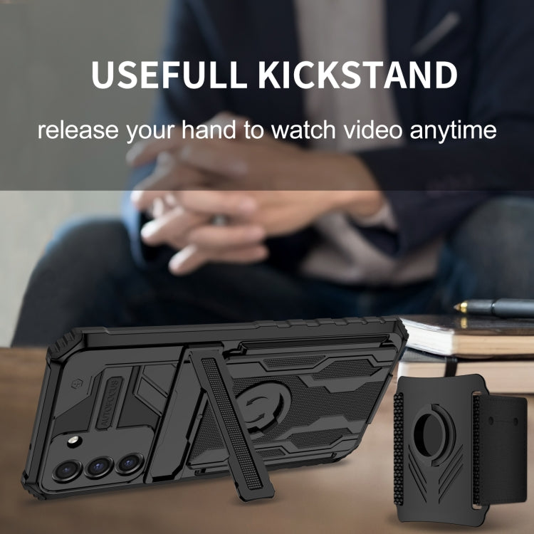 For Samsung Galaxy S21 FE 5G Kickstand Detachable Armband Phone Case