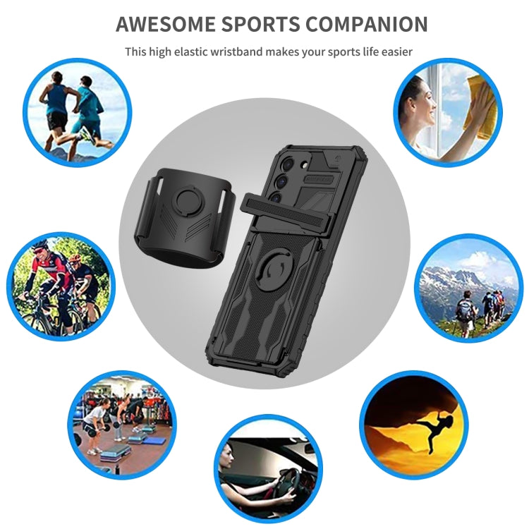 For Samsung Galaxy S21 FE 5G Kickstand Detachable Armband Phone Case