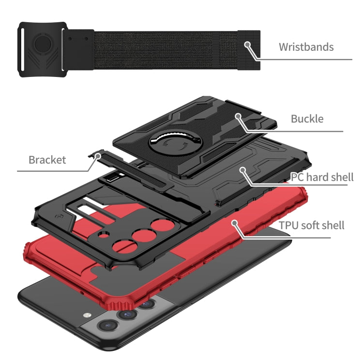 For Samsung Galaxy S21 FE 5G Kickstand Detachable Armband Phone Case