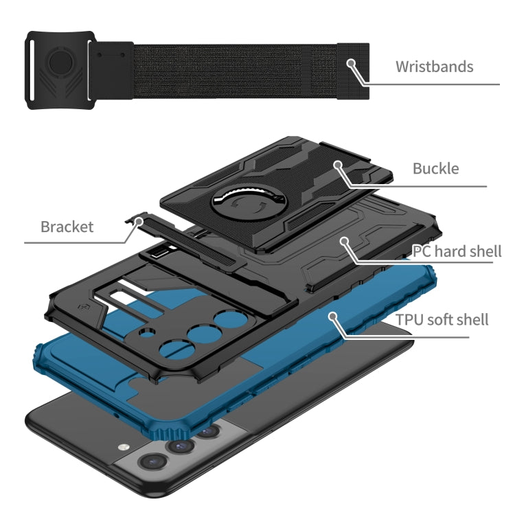 For Samsung Galaxy S21 FE 5G Kickstand Detachable Armband Phone Case