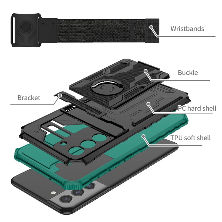 For Samsung Galaxy S21 FE 5G Kickstand Detachable Armband Phone Case