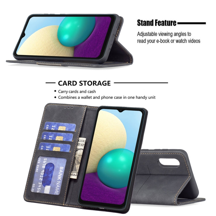 For Samsung Galaxy A02 Magnetic Splicing Leather Phone Case